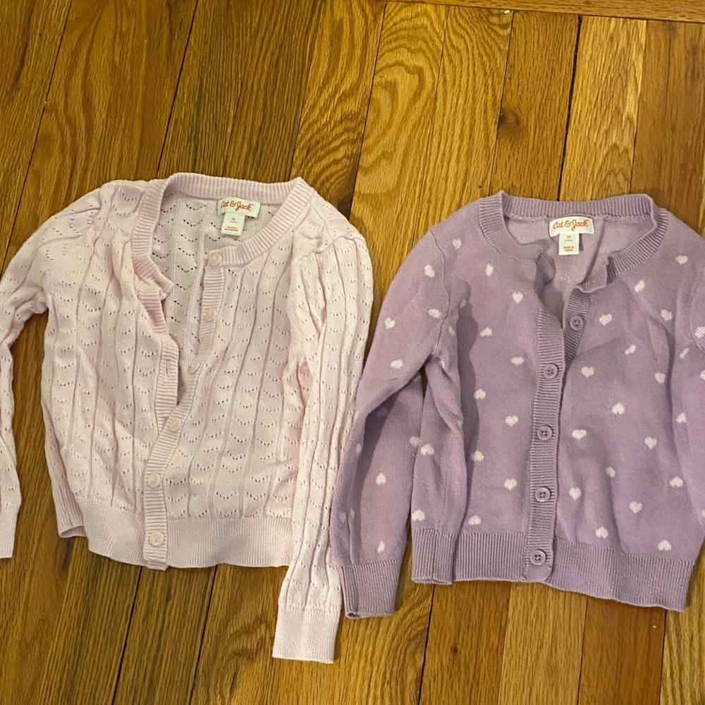 Cat & Jack Pink and Lavender Girls Cardigan Set